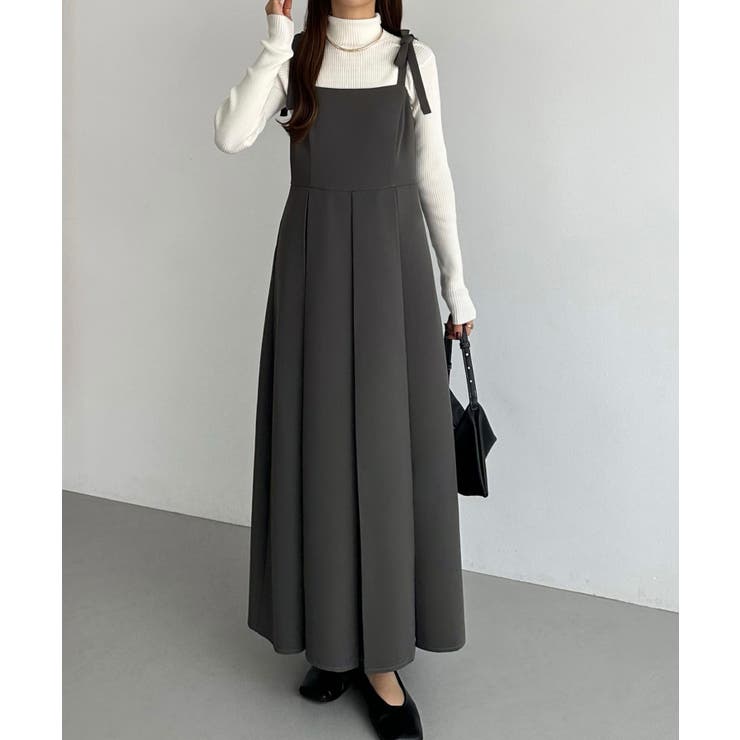 callautia プリーツ肩リボンキャミワンピース[品番：AMTW0011549