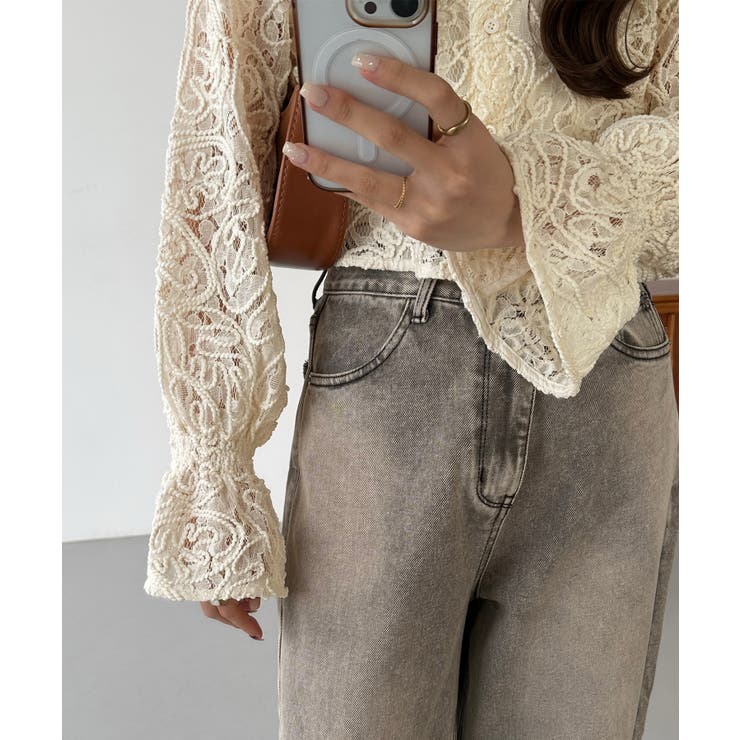 callautia 前後2wayシアーレースブラウス | JUNOAH | 詳細画像7 