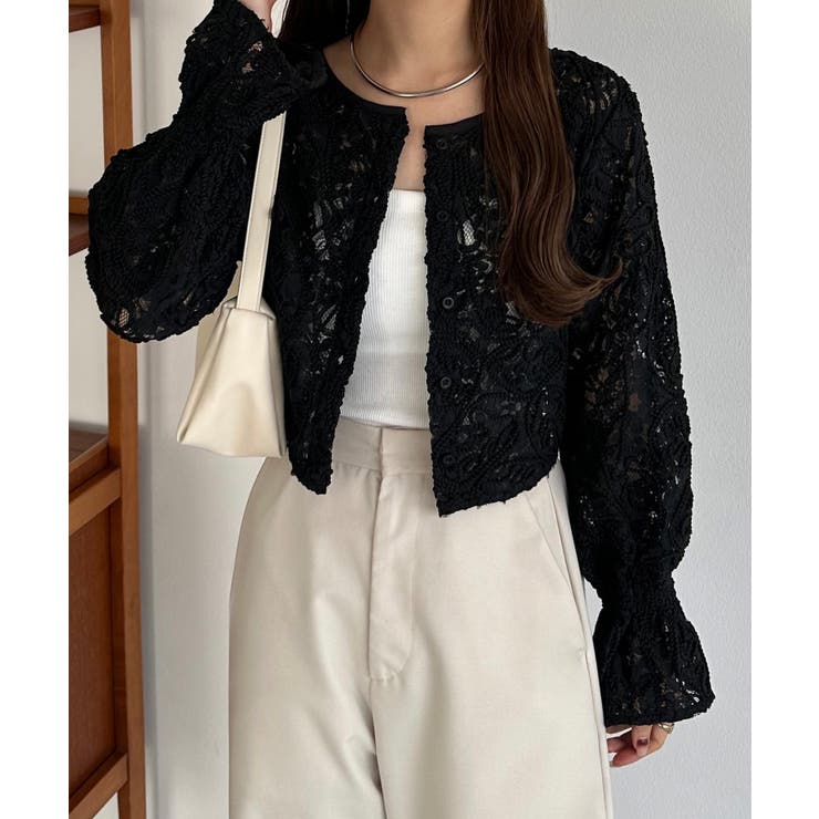 callautia 前後2wayシアーレースブラウス | JUNOAH | 詳細画像8 