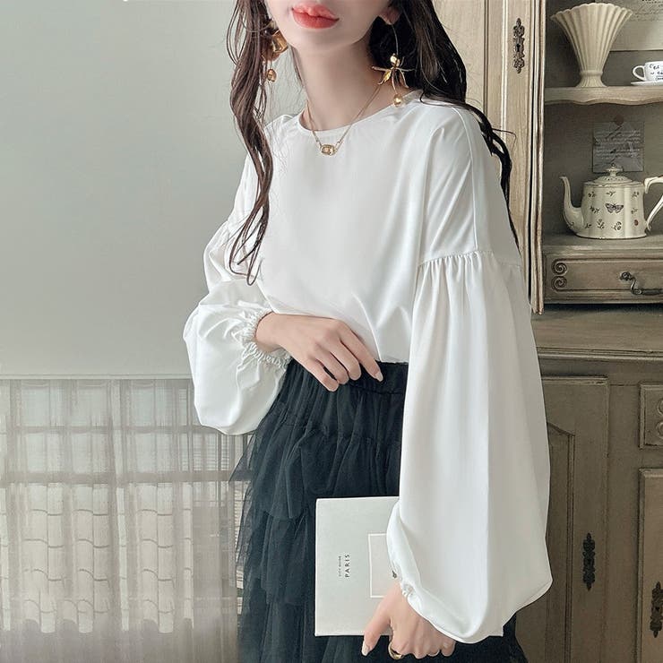 ホワイト | Meiru ボリュームスリーブブラウス | JUNOAH