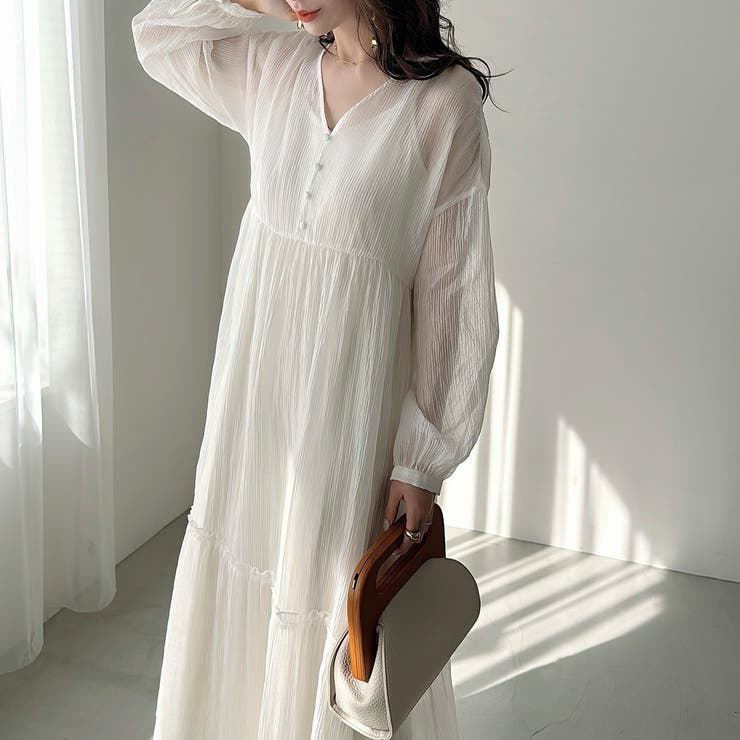 Meiru Vネックワッシャーワンピース[品番：AMTW0010268]｜JUNOAH