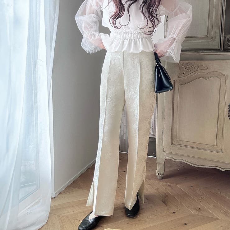 Meiru サイドスリットジャガードパンツ[品番：AMTW0010335]｜JUNOAH