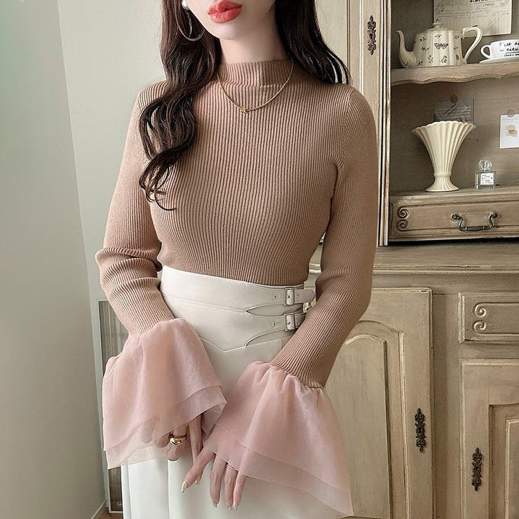 Meiru チュールカフスリブニット[品番：AMTW0011053]｜JUNOAH