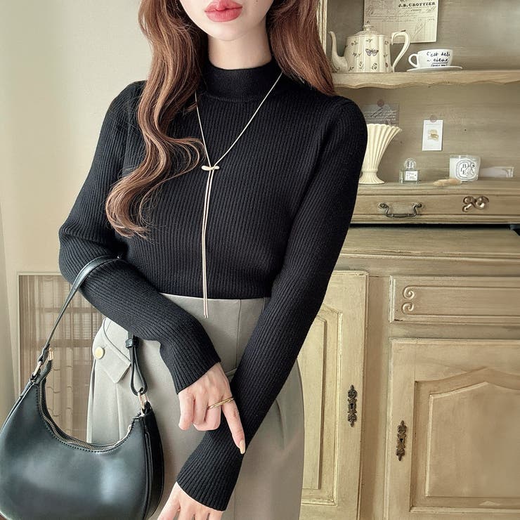 Dブラック | Meiru【選べる】厚手長袖リブニット | JUNOAH