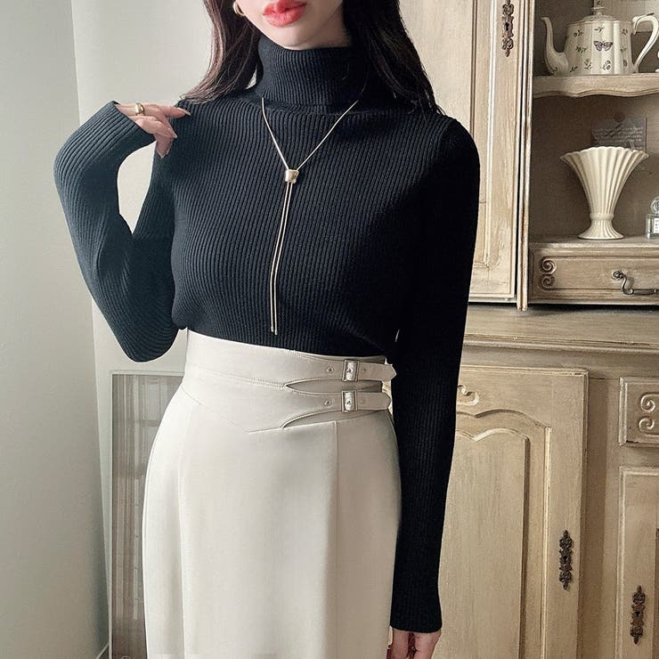 Eブラック | Meiru【選べる】厚手長袖リブニット | JUNOAH