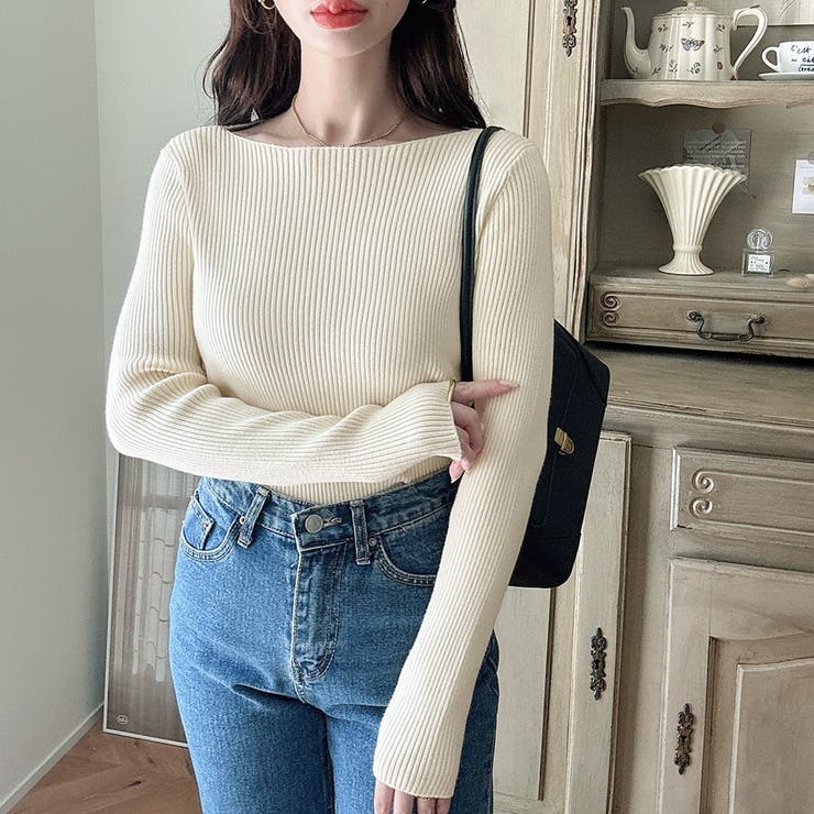 Aアイボリー | Meiru【選べる】厚手長袖リブニット | JUNOAH