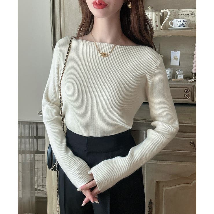 Aアイボリー | Meiru 【選べる】ラメリブニット | JUNOAH