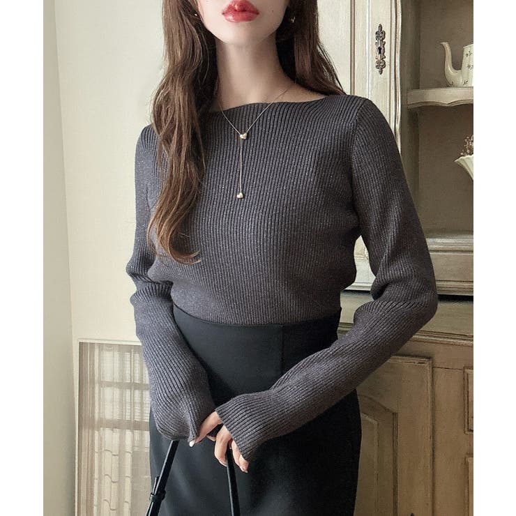 Aチャコール | Meiru 【選べる】ラメリブニット | JUNOAH