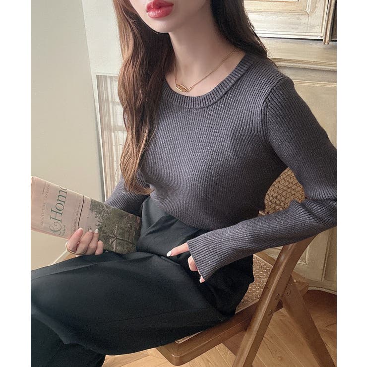 Bチャコール | Meiru 【選べる】ラメリブニット | JUNOAH