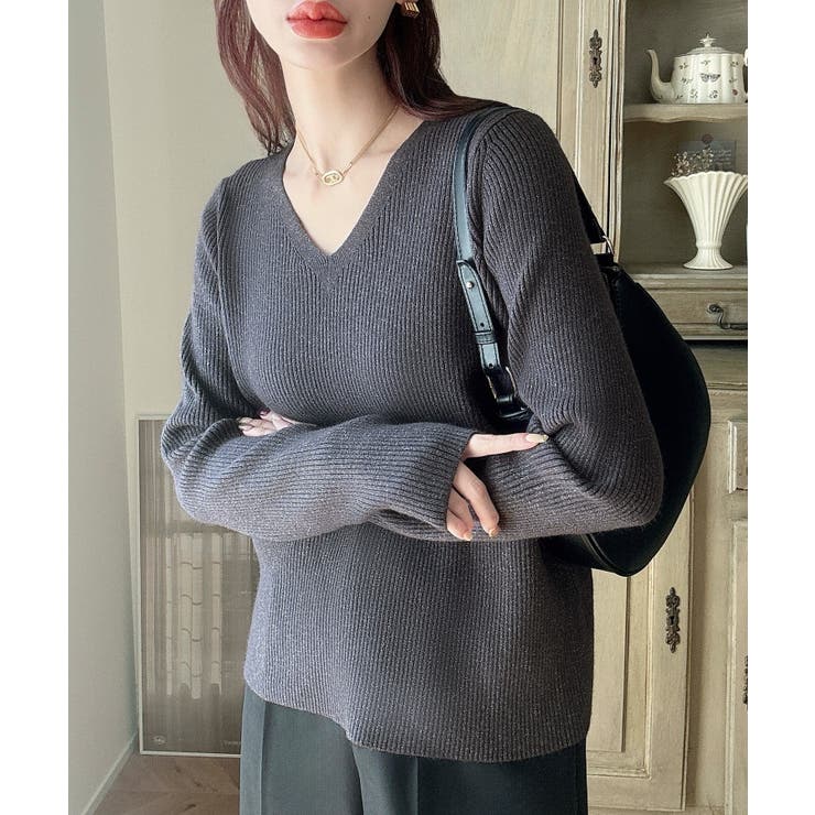 Cチャコール | Meiru 【選べる】ラメリブニット | JUNOAH