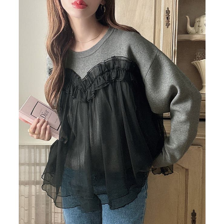 Meiru チュールドッキングニット[品番：AMTW0011605]｜JUNOAH