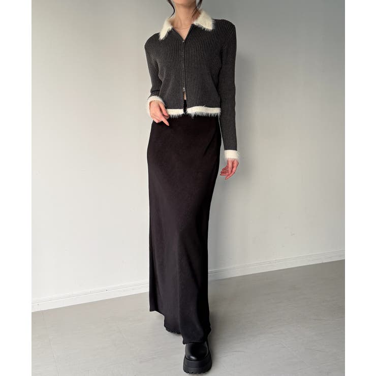 バイカラーシャギーダブルジップニット | JUNOAH | 詳細画像14 