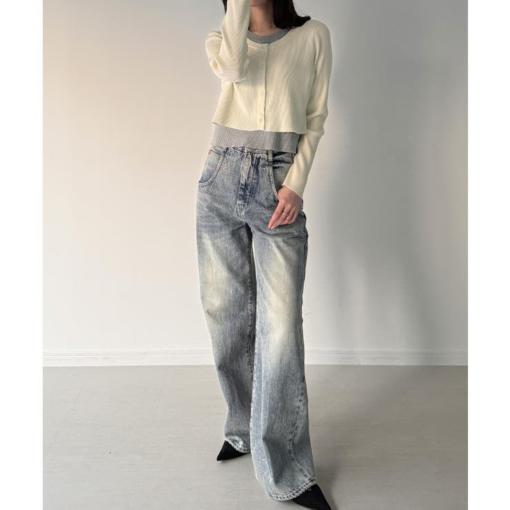 レイヤード風配色ショートニットトップス | JUNOAH | 詳細画像16 