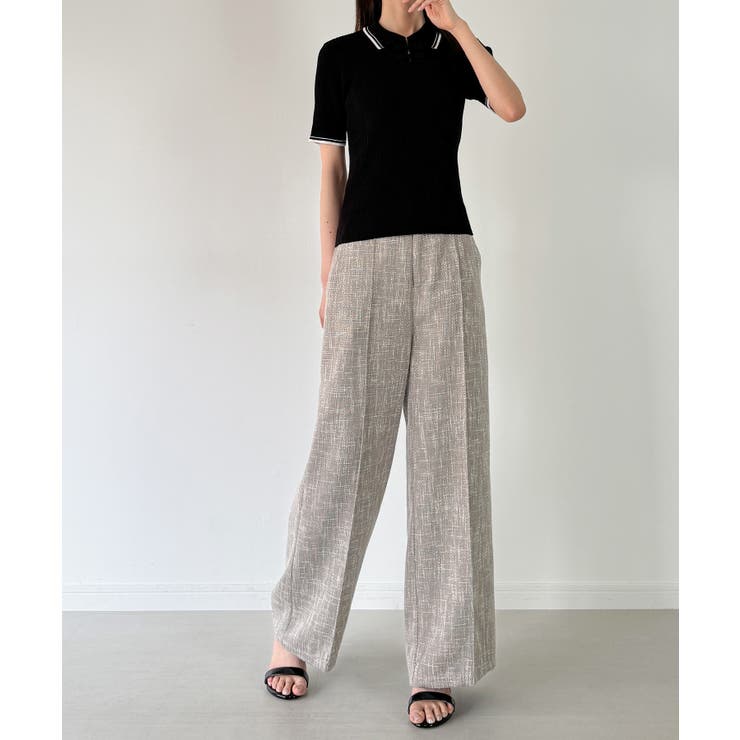 配色ラインチャイナ半袖ポロニット | JUNOAH | 詳細画像5 