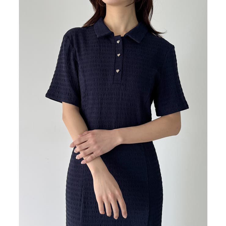 【新品同様】パーリーゲイツ　24AW ストレッチタックジャガード ポロワンピース パーリーゲイツ PEARLY GATES ストレッチタックジャカード 線画