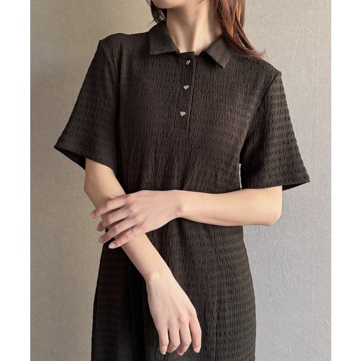 トッカワンピース(130サイズ) ボレロ付き♡ ジルスチュアート セール】◇ポロシャツ切り替えチェックニットワンピース