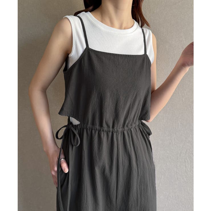 サイドオープンリボンキャミサロペット[品番:AMTW0012381 サイドオープンリボンキャミサロペット[品番:AMTW0012381