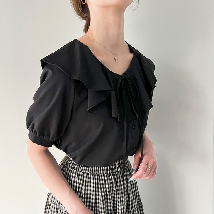 超美品☆22SS☆セオリーリュクス ラッフル ブラウス ブラック 半袖 22SS セオリーリュクス Sycamore ラッフルブラウス - メルカリ