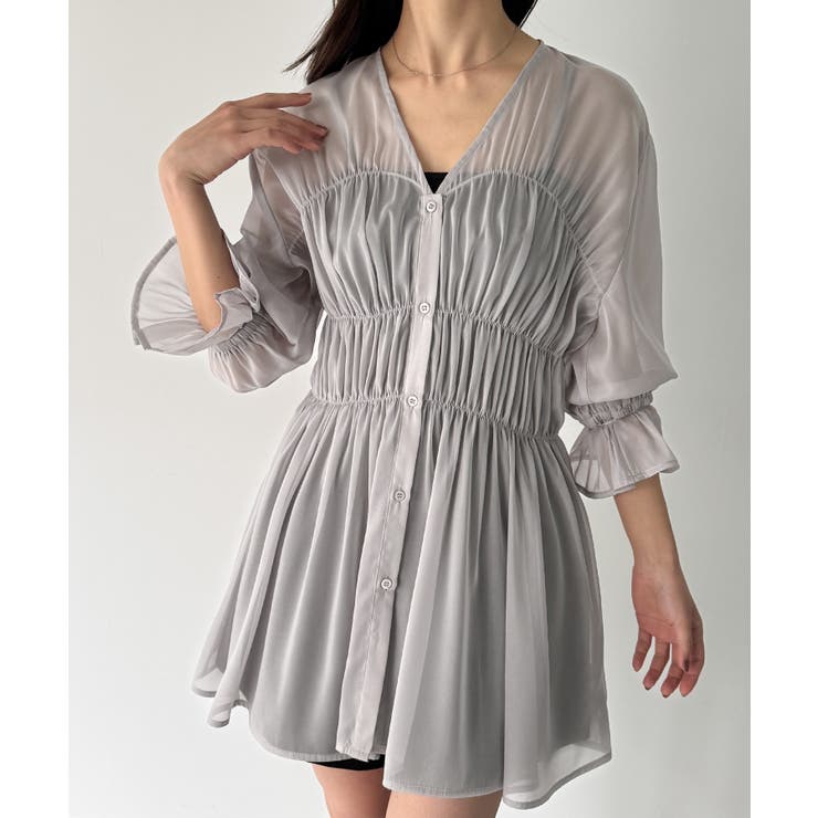 シャーリングデザインシアーチュニック | JUNOAH | 詳細画像10 