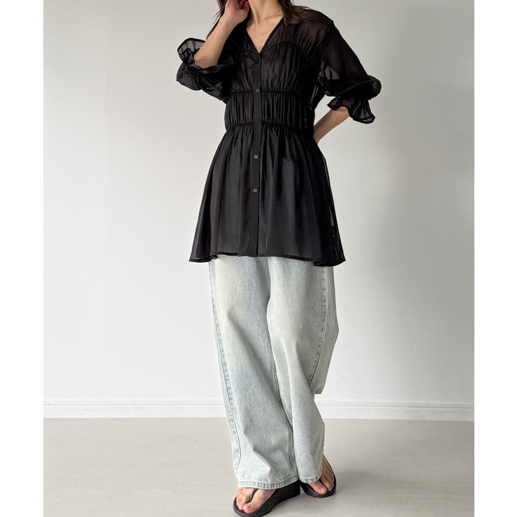 シャーリングデザインシアーチュニック | JUNOAH | 詳細画像6 