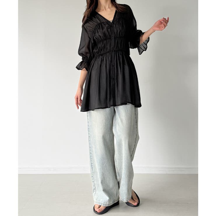 シャーリングデザインシアーチュニック | JUNOAH | 詳細画像7 