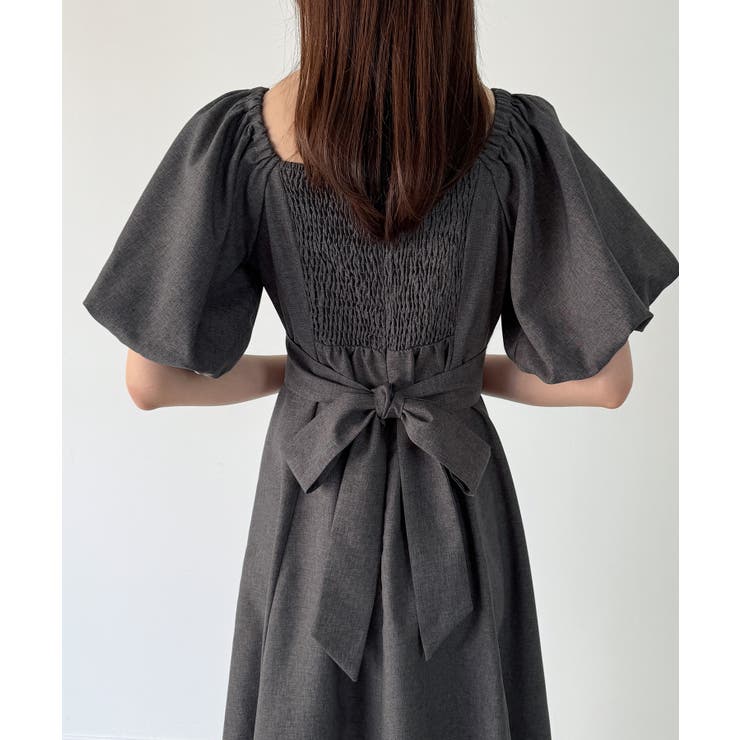 バックリボンフレアワンピース(薄手、裏地なし) | JUNOAH | 詳細画像11 