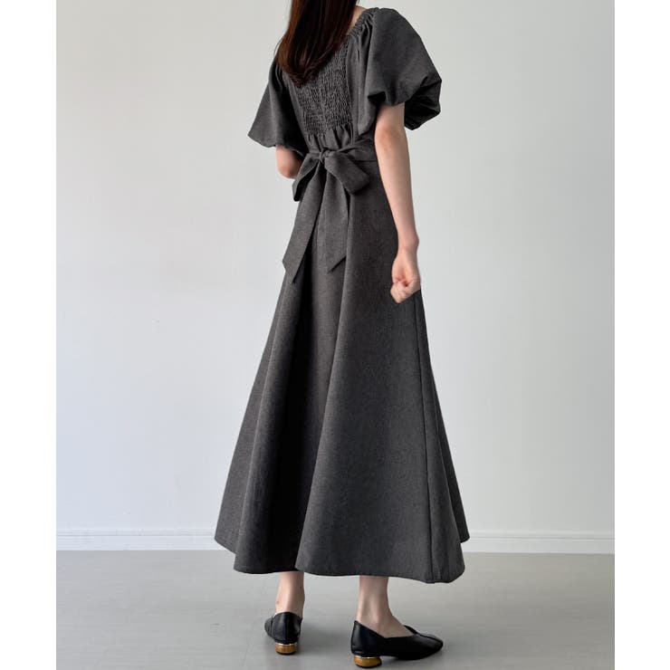 バックリボンフレアワンピース(薄手、裏地なし) | JUNOAH | 詳細画像12 