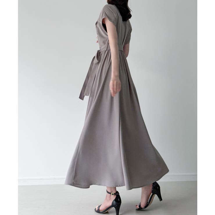 ウエストリボンフレアシャツワンピース(薄手、裏地なし、ぺチスカートset) | JUNOAH | 詳細画像8 