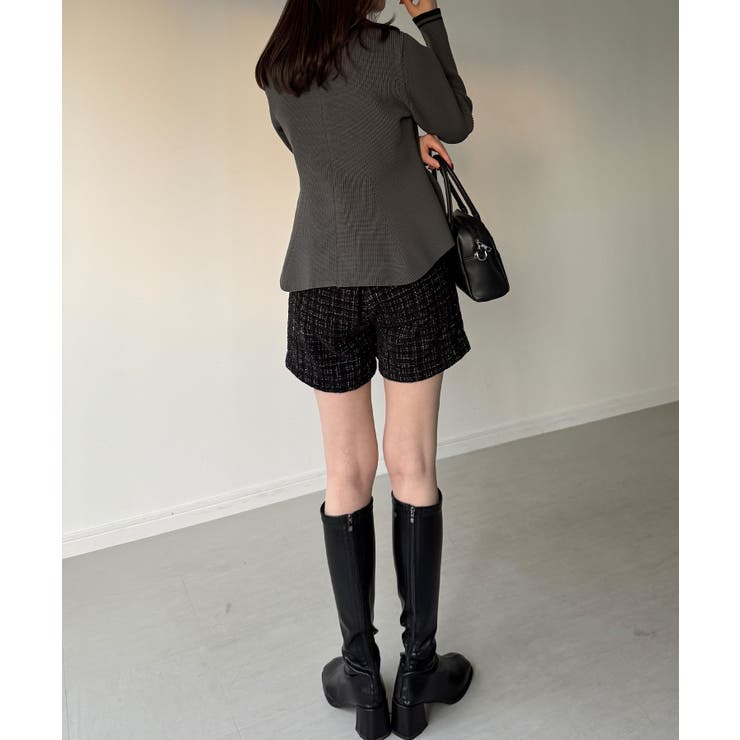 ポロ襟ライン入りペプラムデザインニット | JUNOAH | 詳細画像6 