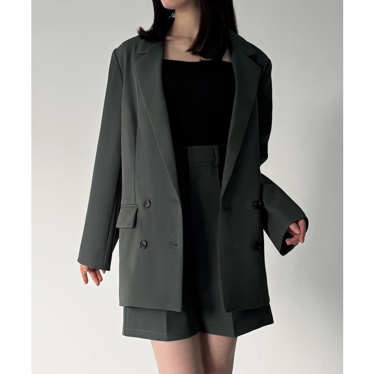 チャコール | バックリボンテーラードジャケット＋ショートパンツSET | JUNOAH