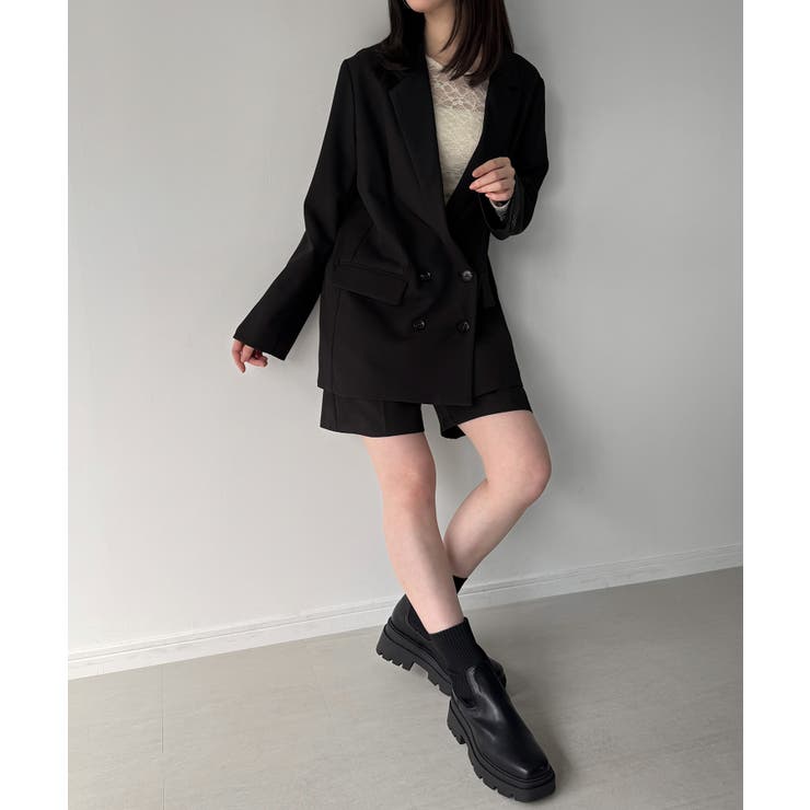 バックリボンテーラードジャケット＋ショートパンツSET | JUNOAH | 詳細画像4 