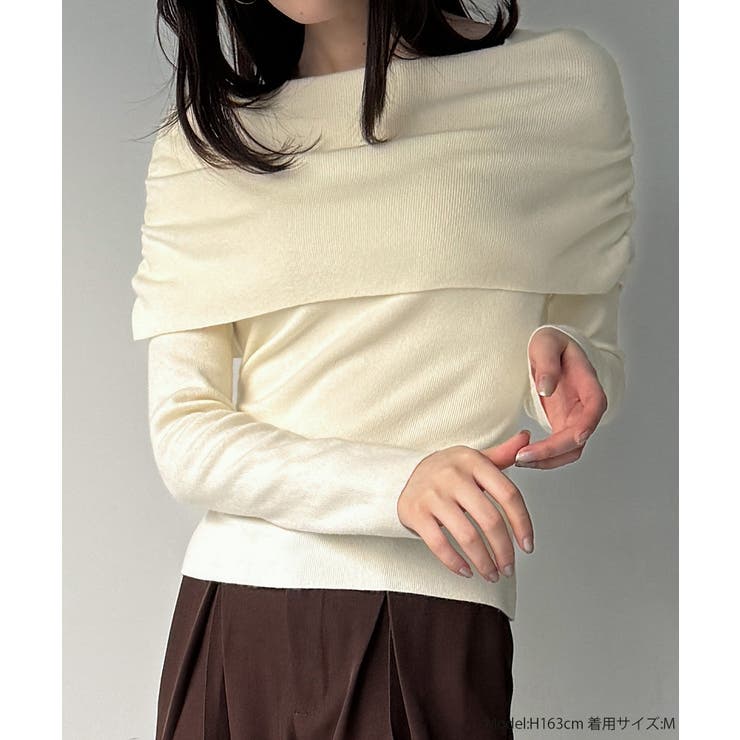 オフショル風ドレープニット | JUNOAH | 詳細画像2 