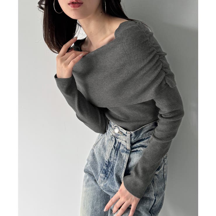 オフショル風ドレープニット | JUNOAH | 詳細画像5 