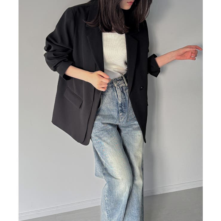 【チェック/無地】レイヤードデザインテーラードジャケット | JUNOAH | 詳細画像11