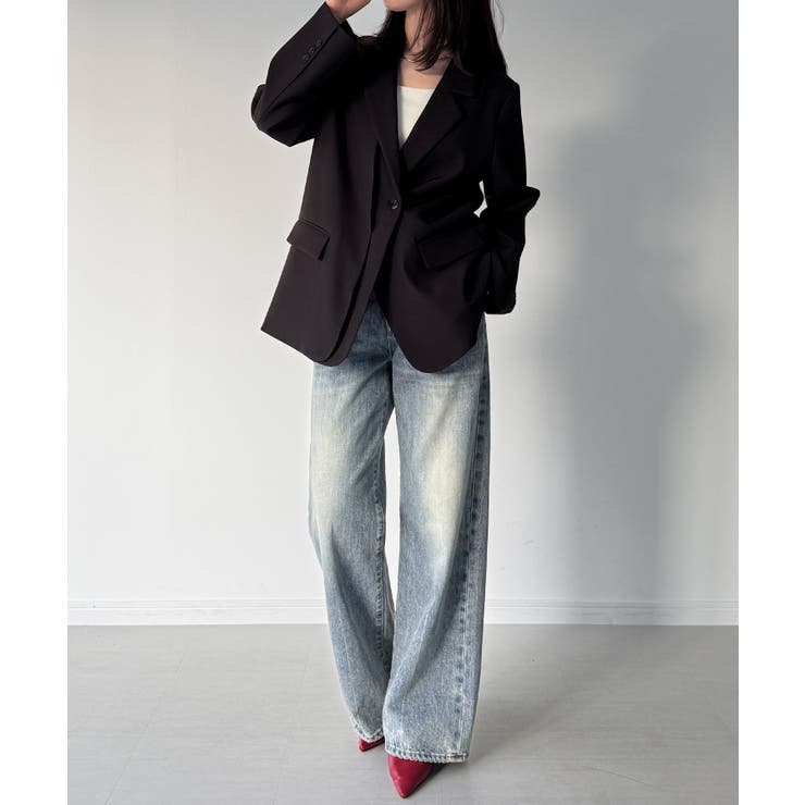 【チェック/無地】レイヤードデザインテーラードジャケット | JUNOAH | 詳細画像13