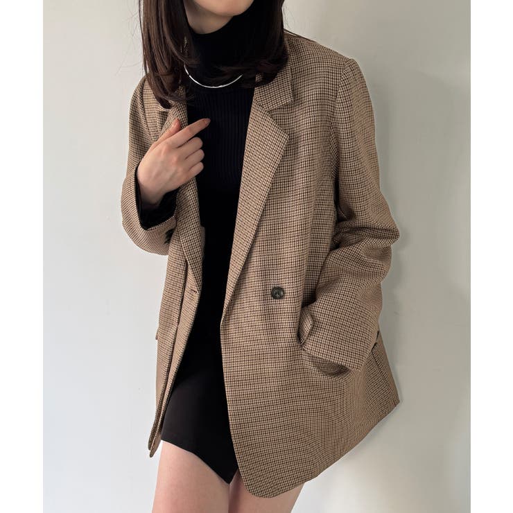 【チェック/無地】レイヤードデザインテーラードジャケット | JUNOAH | 詳細画像14