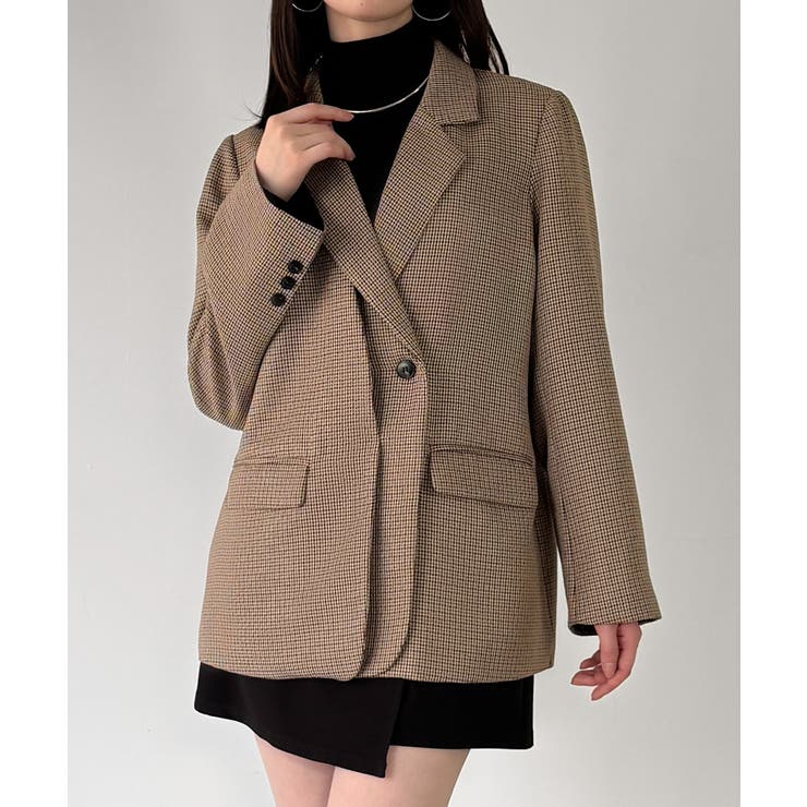 【チェック/無地】レイヤードデザインテーラードジャケット | JUNOAH | 詳細画像15