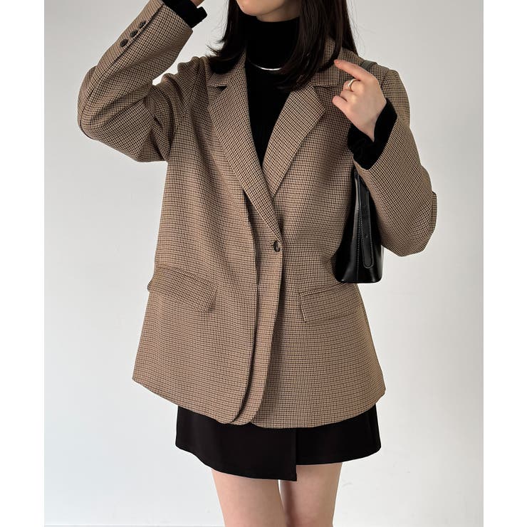 【チェック/無地】レイヤードデザインテーラードジャケット | JUNOAH | 詳細画像16