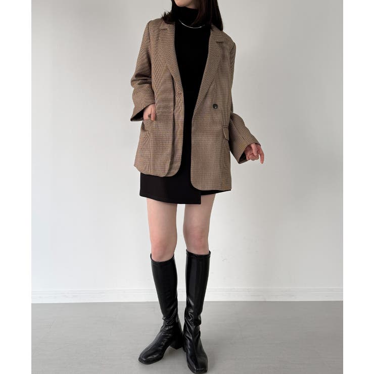 【チェック/無地】レイヤードデザインテーラードジャケット | JUNOAH | 詳細画像17