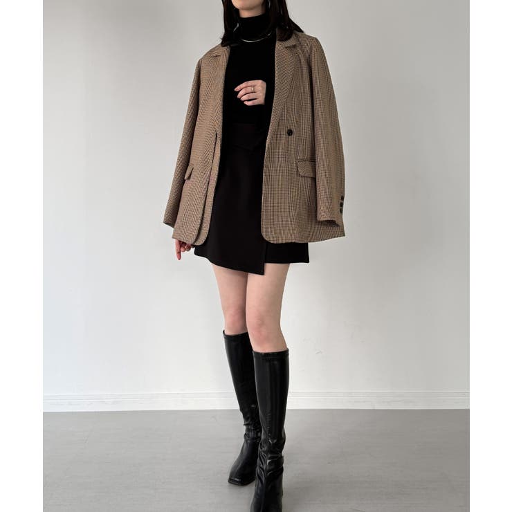 【チェック/無地】レイヤードデザインテーラードジャケット | JUNOAH | 詳細画像18