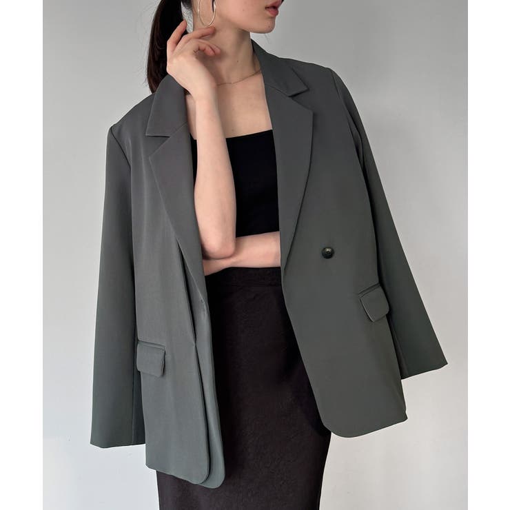 チャコール | 【チェック/無地】レイヤードデザインテーラードジャケット | JUNOAH