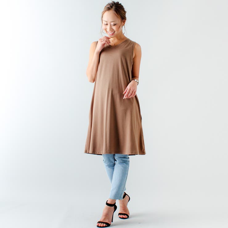 AGNONA アニオナ ベージュ ノースリーブ チュニック ワンピース