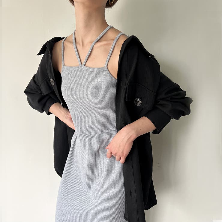 ダブルストラップリブキャミワンピース | JUNOAH | 詳細画像17 