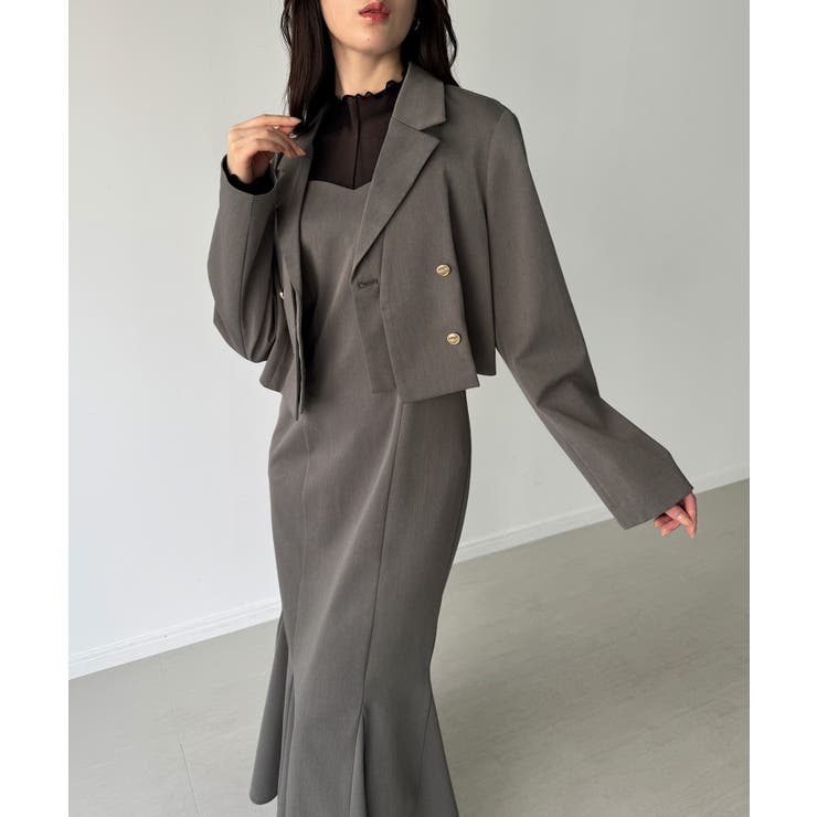 レイヤードデザインショートジャケット＋マーメイドキャミワンピースset | JUNOAH | 詳細画像11 