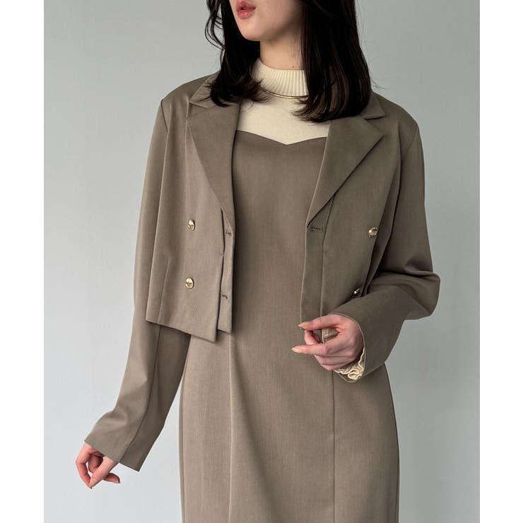 レイヤードデザインショートジャケット＋マーメイドキャミワンピースset | JUNOAH | 詳細画像13 