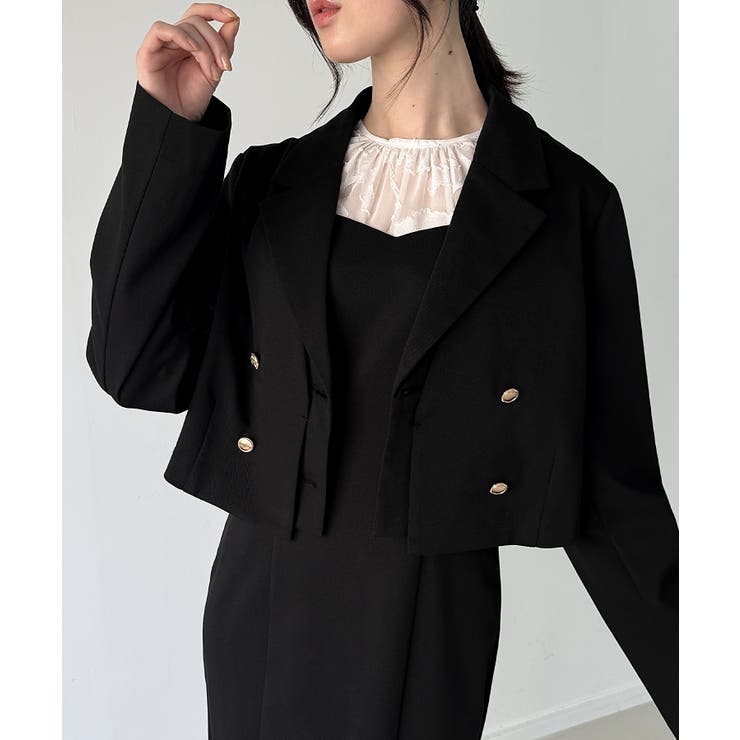 レイヤードデザインショートジャケット＋マーメイドキャミワンピースset | JUNOAH | 詳細画像4 