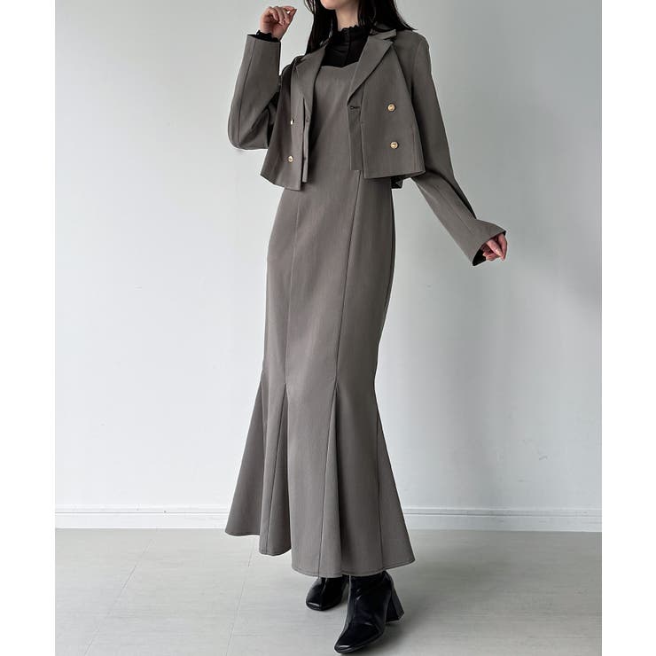 レイヤードデザインショートジャケット＋マーメイドキャミワンピースset | JUNOAH | 詳細画像9 