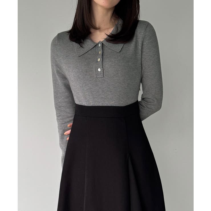 ポロニットドッキングラッフルフレアワンピース(薄手、裏地なし) | JUNOAH | 詳細画像19 