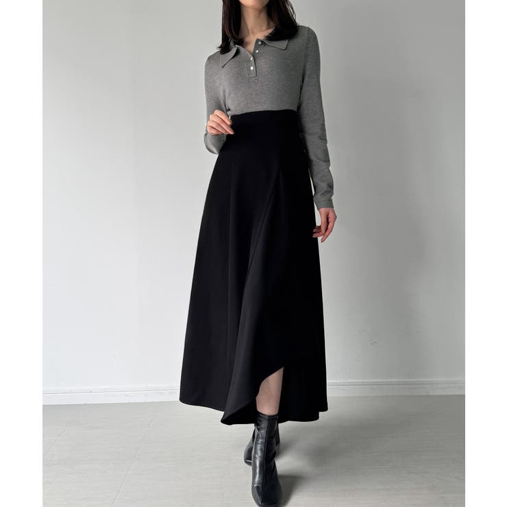 ポロニットドッキングラッフルフレアワンピース(薄手、裏地なし) | JUNOAH | 詳細画像21 