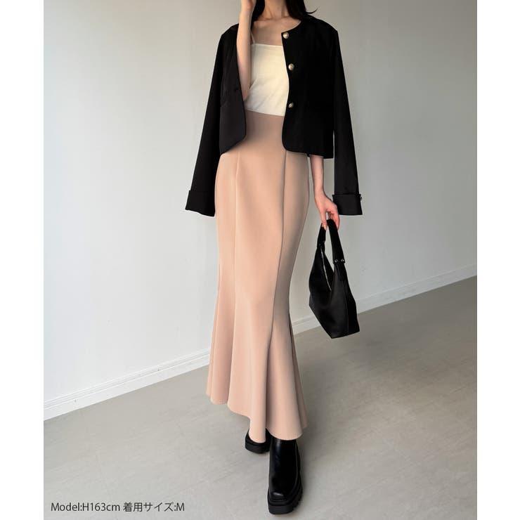 金釦ショート丈ノーカラージャケット | JUNOAH | 詳細画像2 